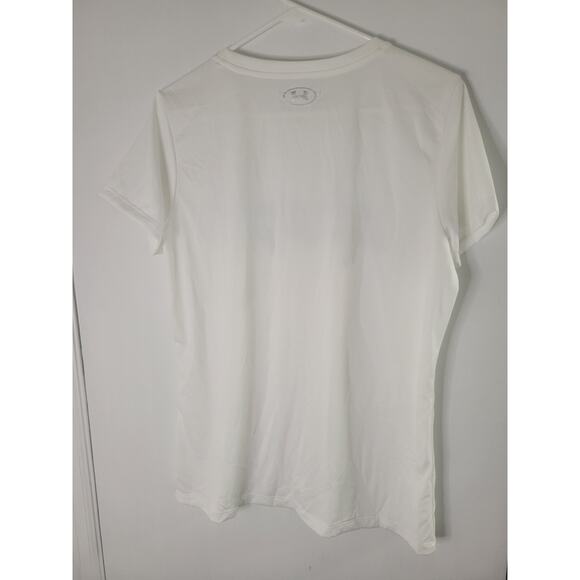Under Armour Tech Script Women's White Blue Crew Short Sleeve Tee Size L - Picture 5 of 6